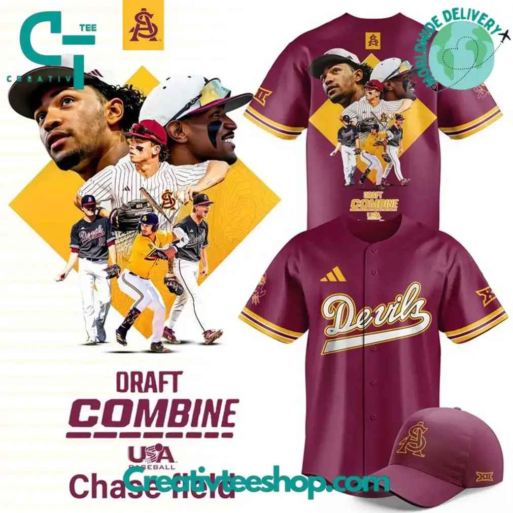 Arizona State Sun Devils X Draft Combine 2025 Red Baseball Jersey Image
