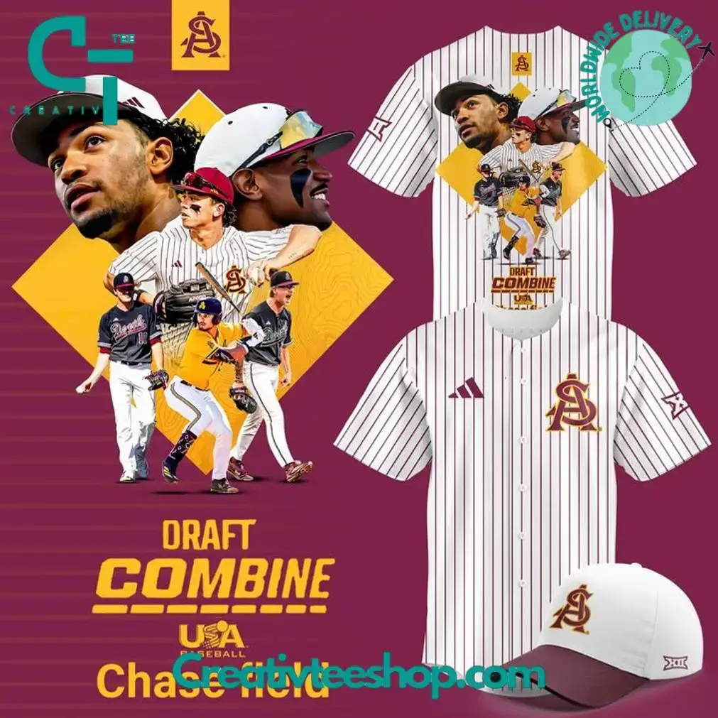 Arizona State Sun Devils X Draft Combine 2025 Stripes Baseball Jersey Image