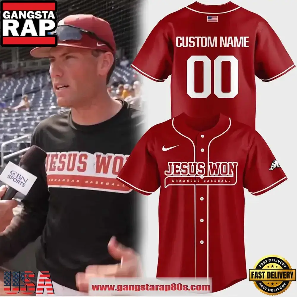 Arkansas Razorbacks Jesus Won Limited Edition Custom Baseball Jersey Image