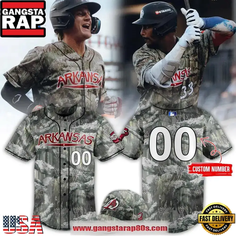 Arkansas Travelers Alternate Camo Custom Baseball Jersey Shirt Image