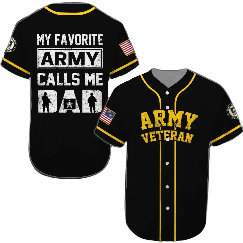 Army Veteran Baseball Jersey - 'My Favorite Army Calls Me Dad' Gift Tee Image