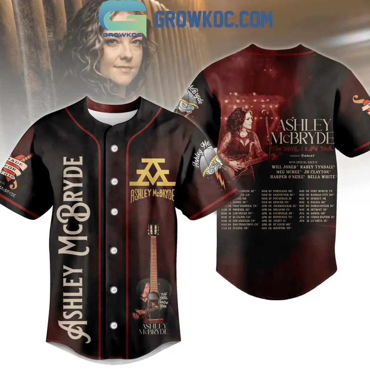 Ashley McBryde The Devil I Know Tour 2024 Personalized Baseball Jersey Image