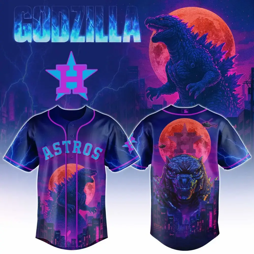 Astros Godzilla Baseball Jersey - Bold Design, Perfect Gift For Fans! Image