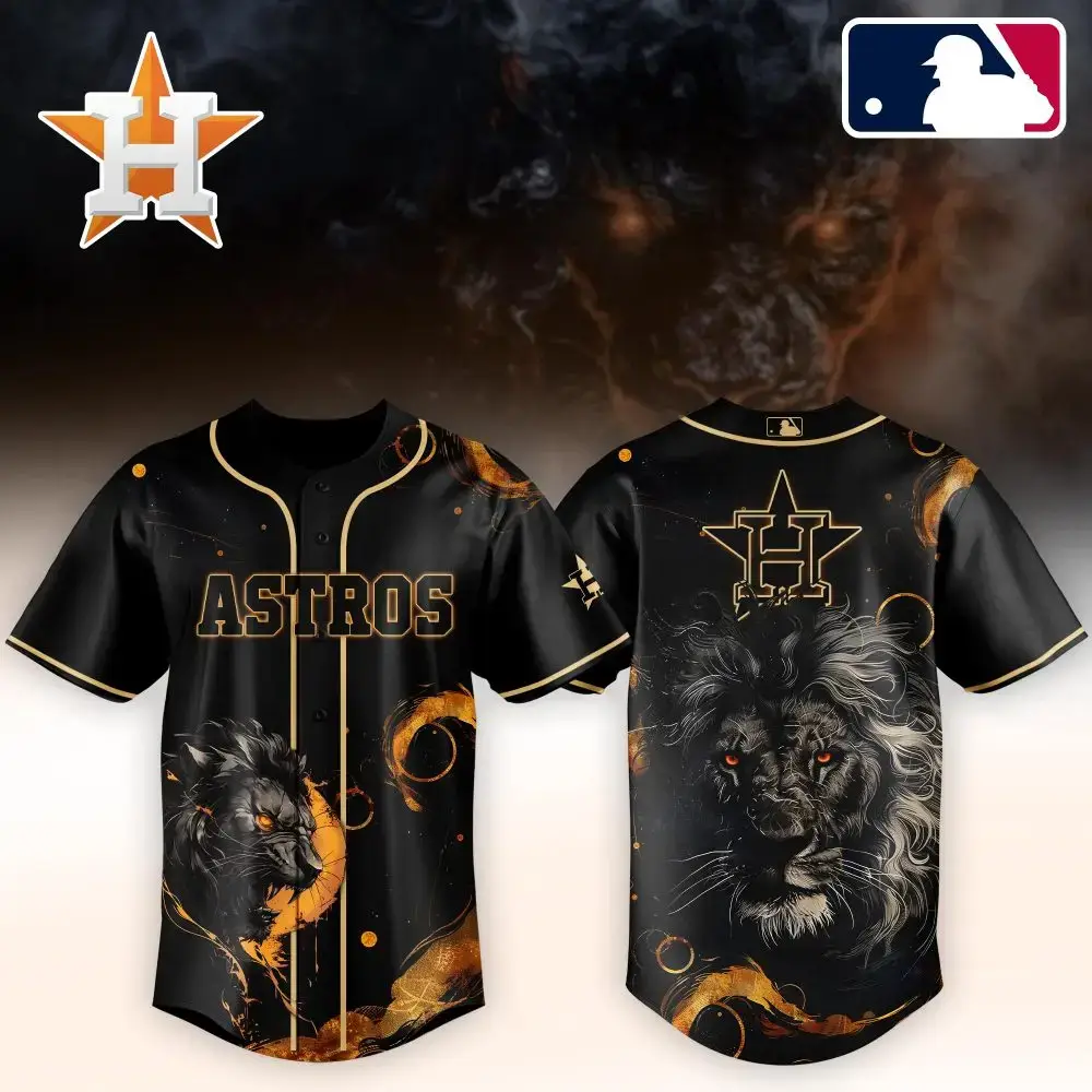 Astros Lion Graphic Baseball Jersey - Bold Limited Edition Fan Gear Image