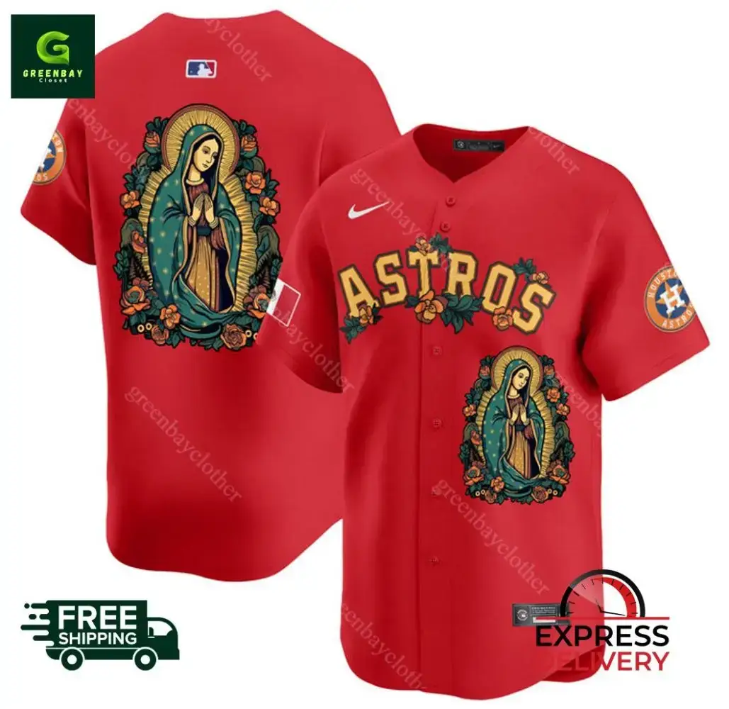 Astros Mexico Guadalupe Vapor Premier Red Baseball Jersey Image