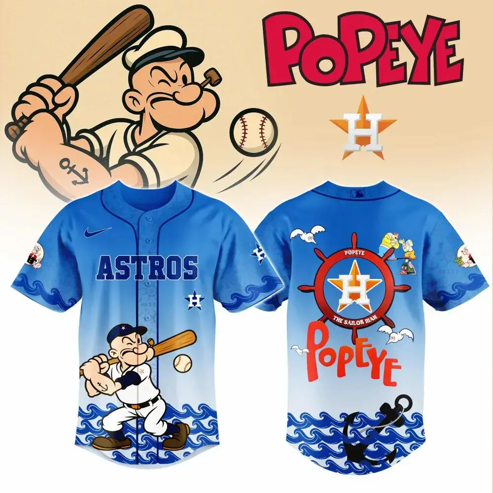 Astros X Popeye Blue Baseball Jersey – Limited Edition Collector'S Item Image