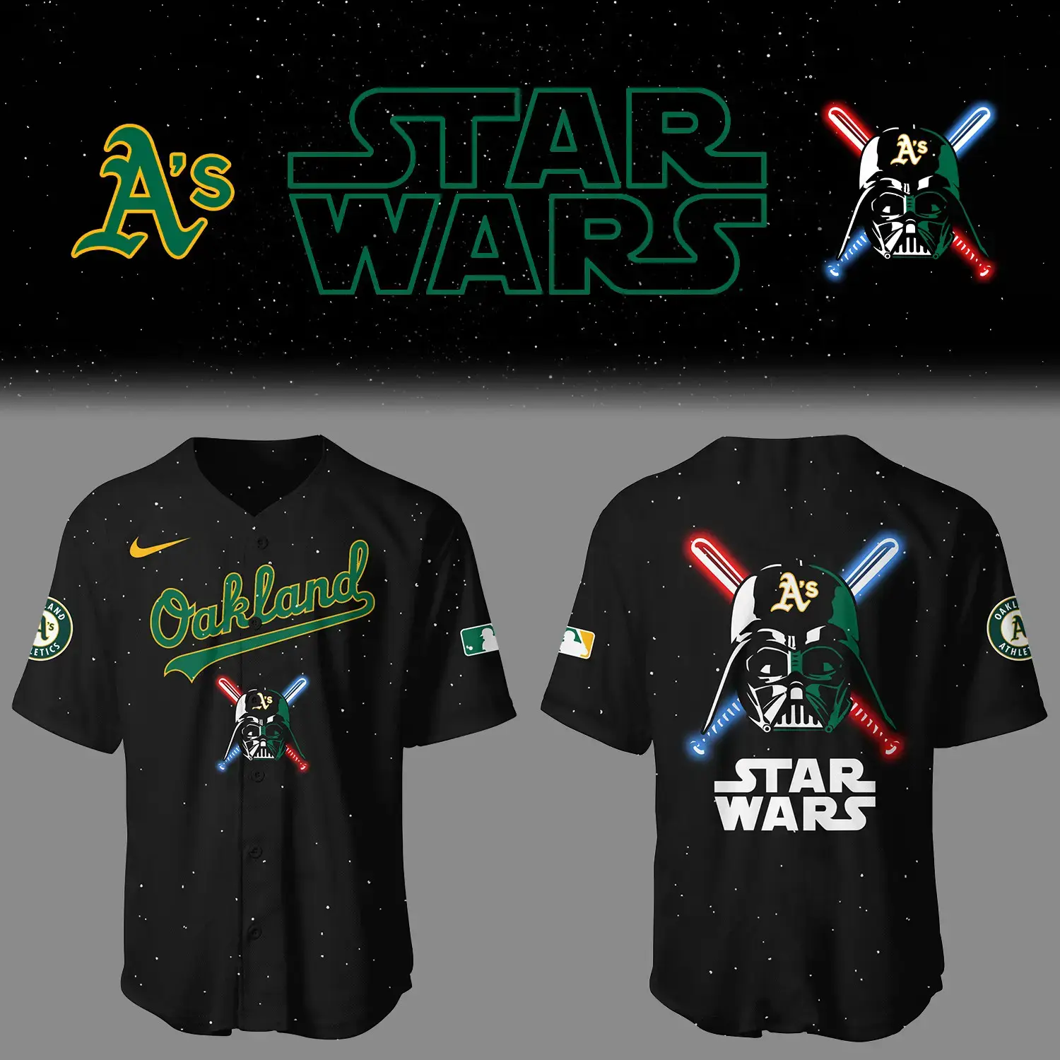 Athletics Baseball Athletics x Star Wars 2025 Black Jersey Gifts For Baseball Fans Image