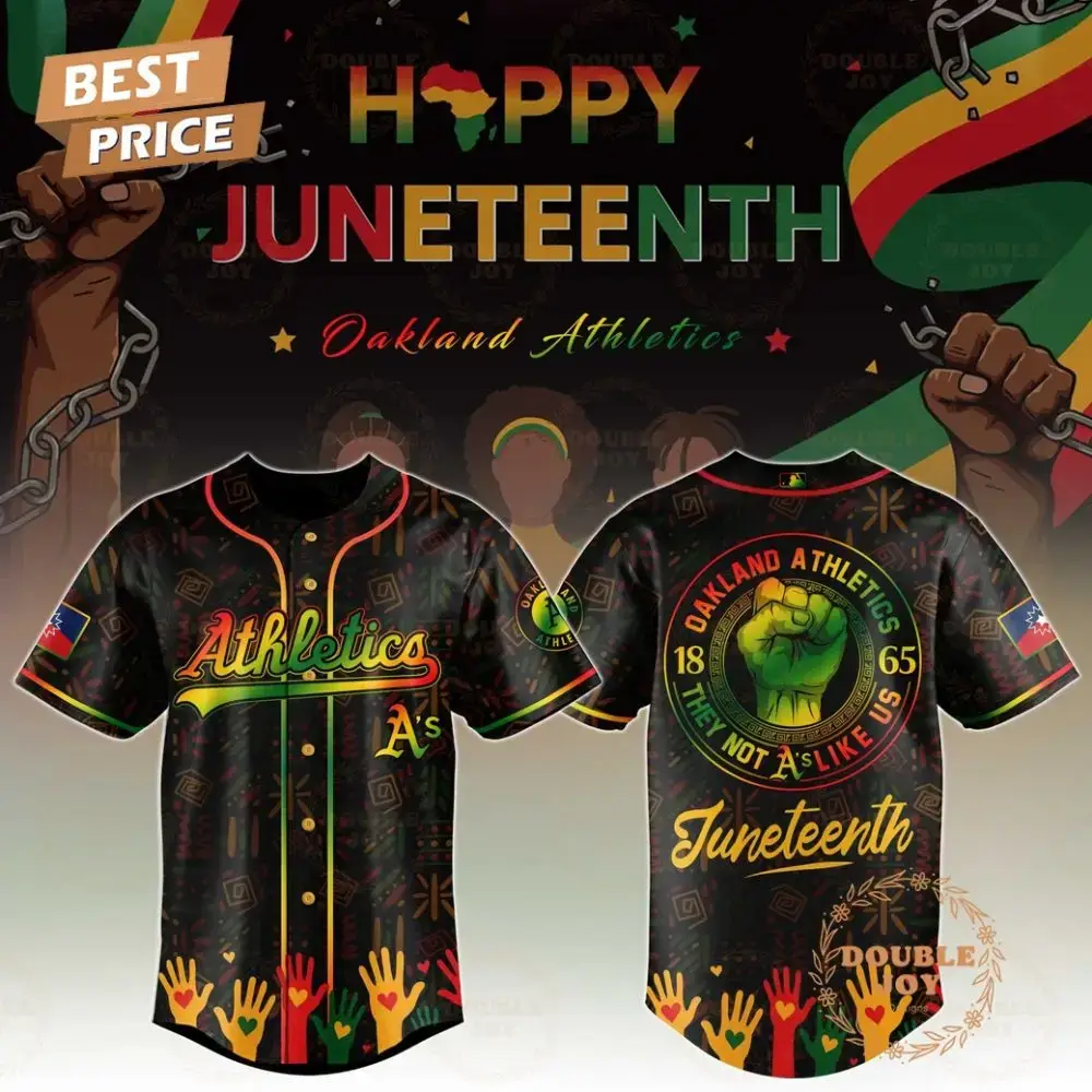 Athletics Happy Juneteenth They Not Like Us Limited Edition Baseball Jersey Image