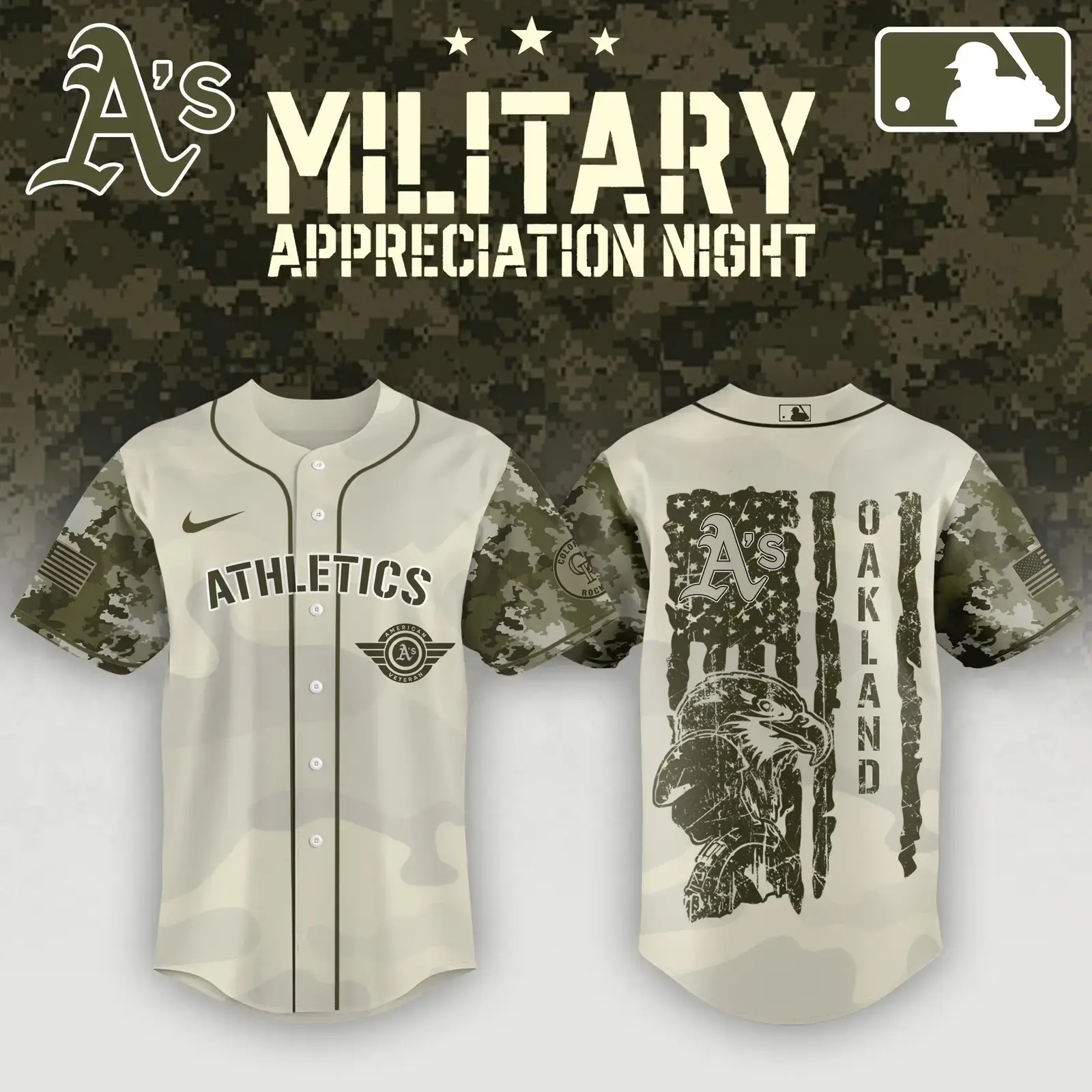 Athletics x 2025 Armed Forces Day Night Jersey Unique Gifts For Baseball Fans Image