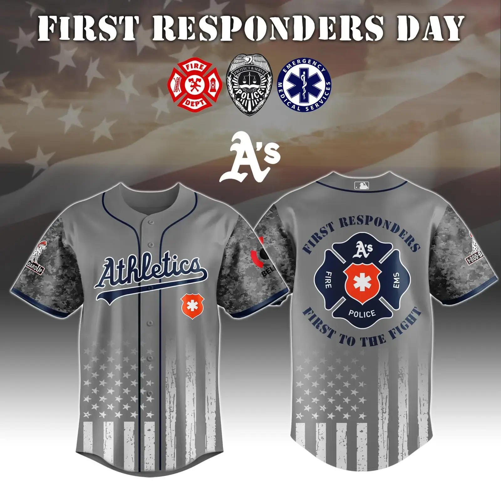 Athletics x First Responders Jersey 2025 Gift For Baseball Fans Image