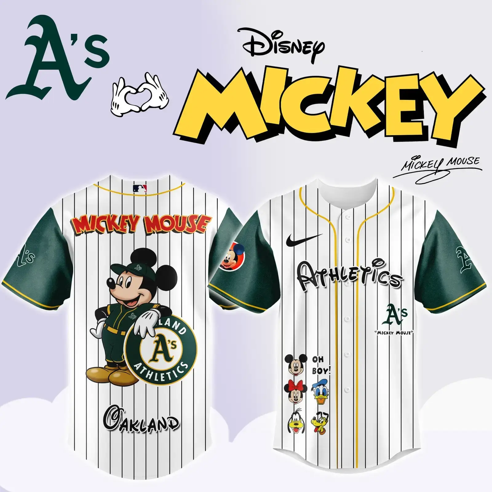 Athletics x Mickey Mouse Game Night Special Edition Jersey Shirt Gift Idea For Men Image