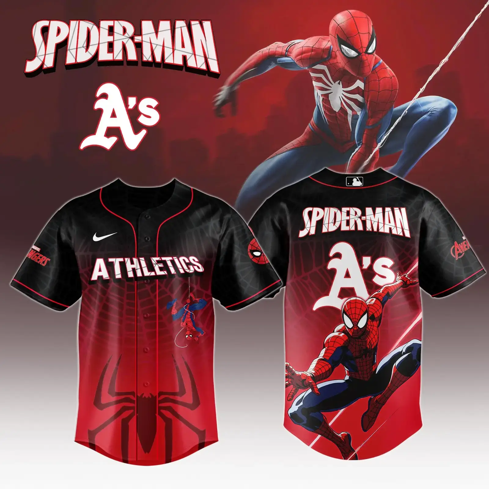 Athletics x Spider Man Game Night Special Edition Jersey Athletics Merch Fathers Day Presents Image