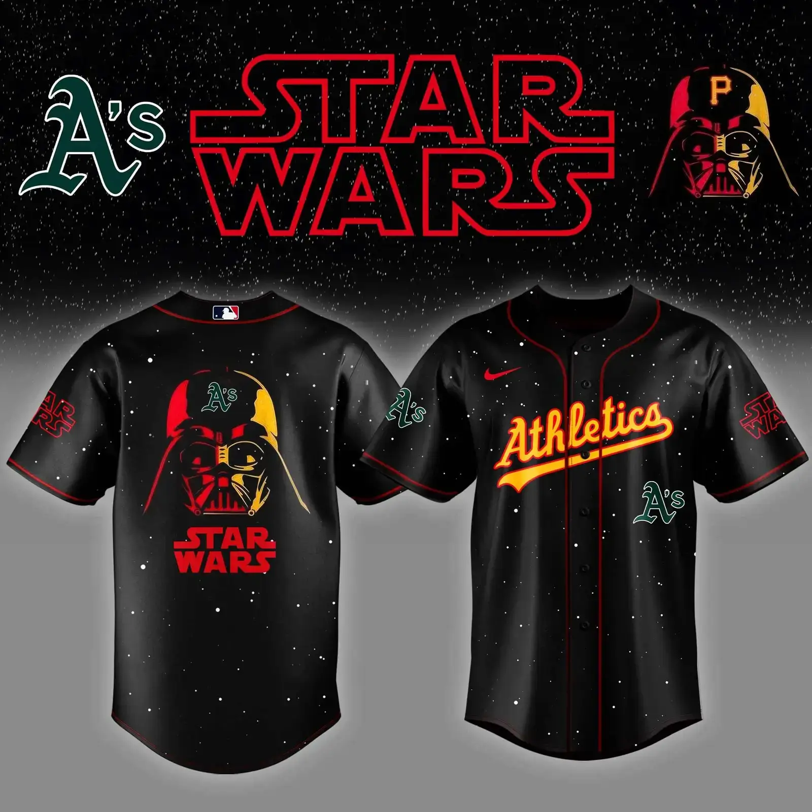 Athletics x Star Wars Baby Yoda Game Night Baseball Jersey Gift Ideas For Hockey Fans Image