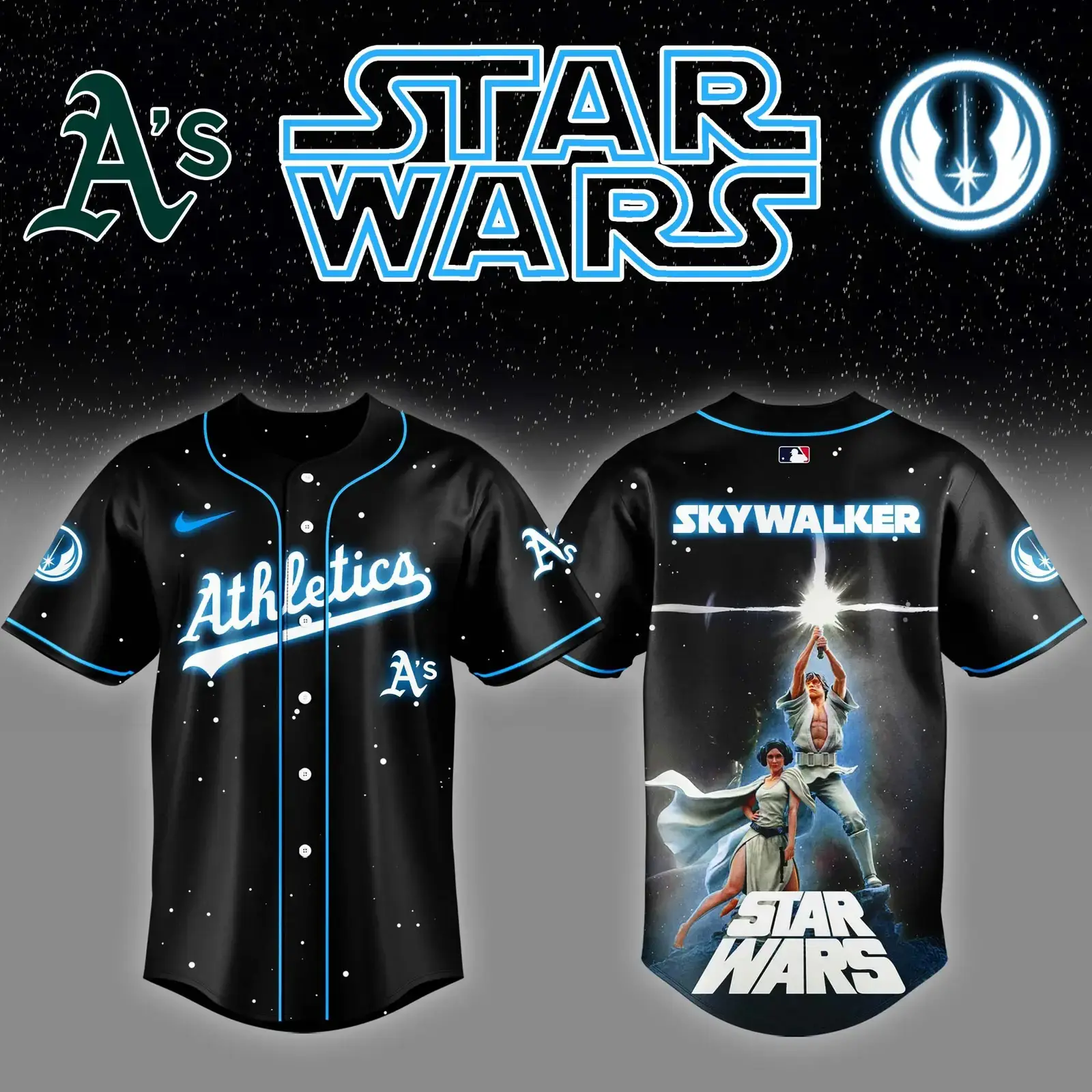 Athletics x Star Wars Luke Skywalker Game Night Baseball Jersey Unique Gifts For Hockey Lovers Image