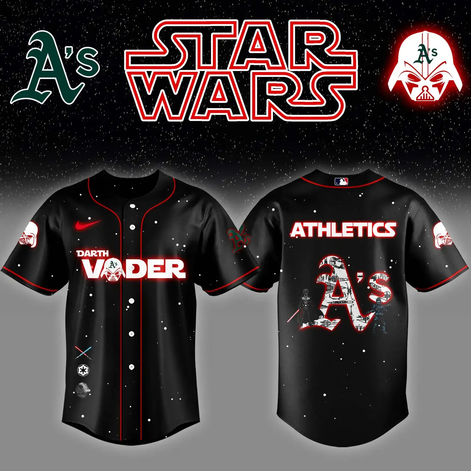 Athletics x Stars Wars Darth Vader Night Baseball Jersey Gift For Baseball Lover Image