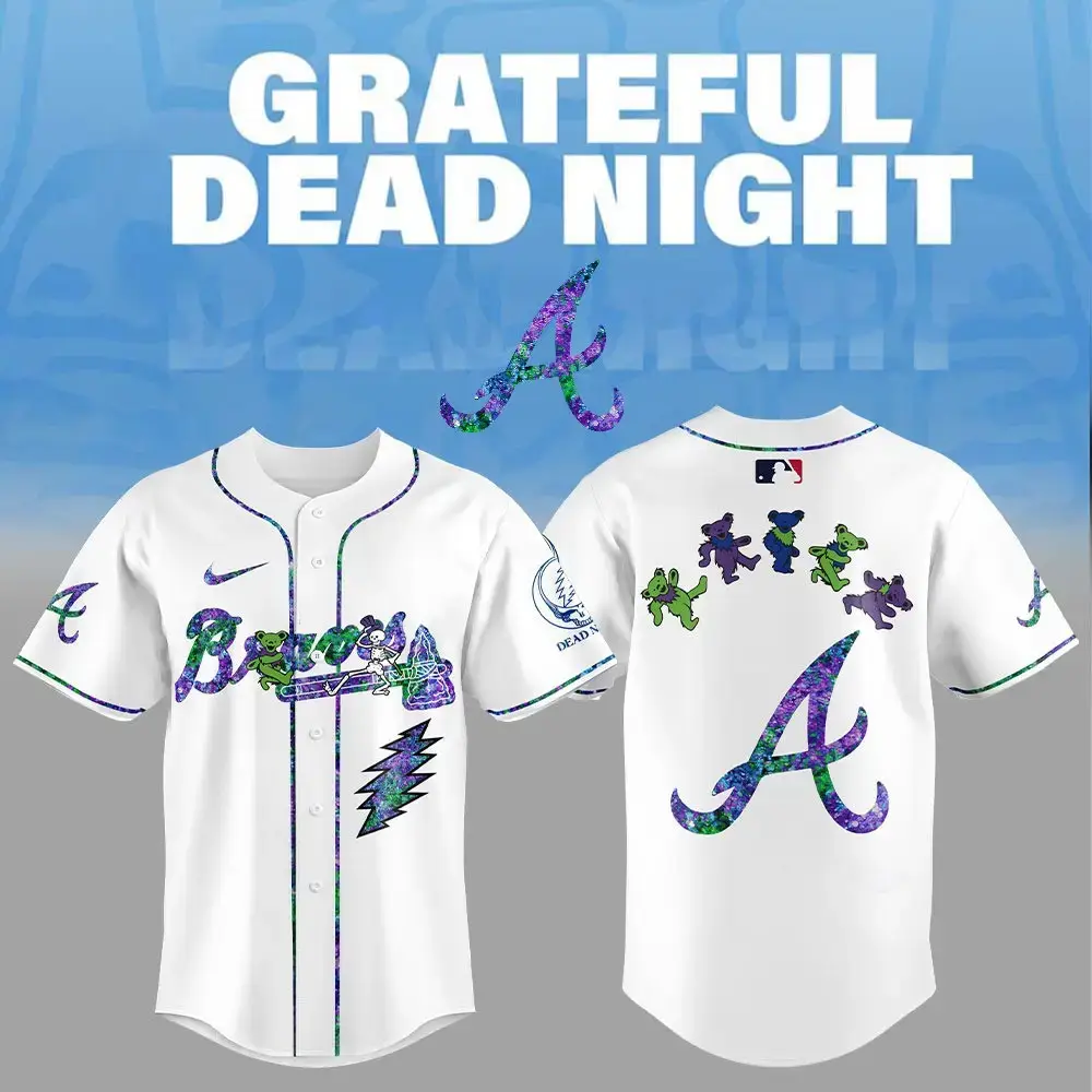 Atlanta Braves 2025 Grateful Dead Night Jersey Baseball Merch Fan Father's Day Gifts Image