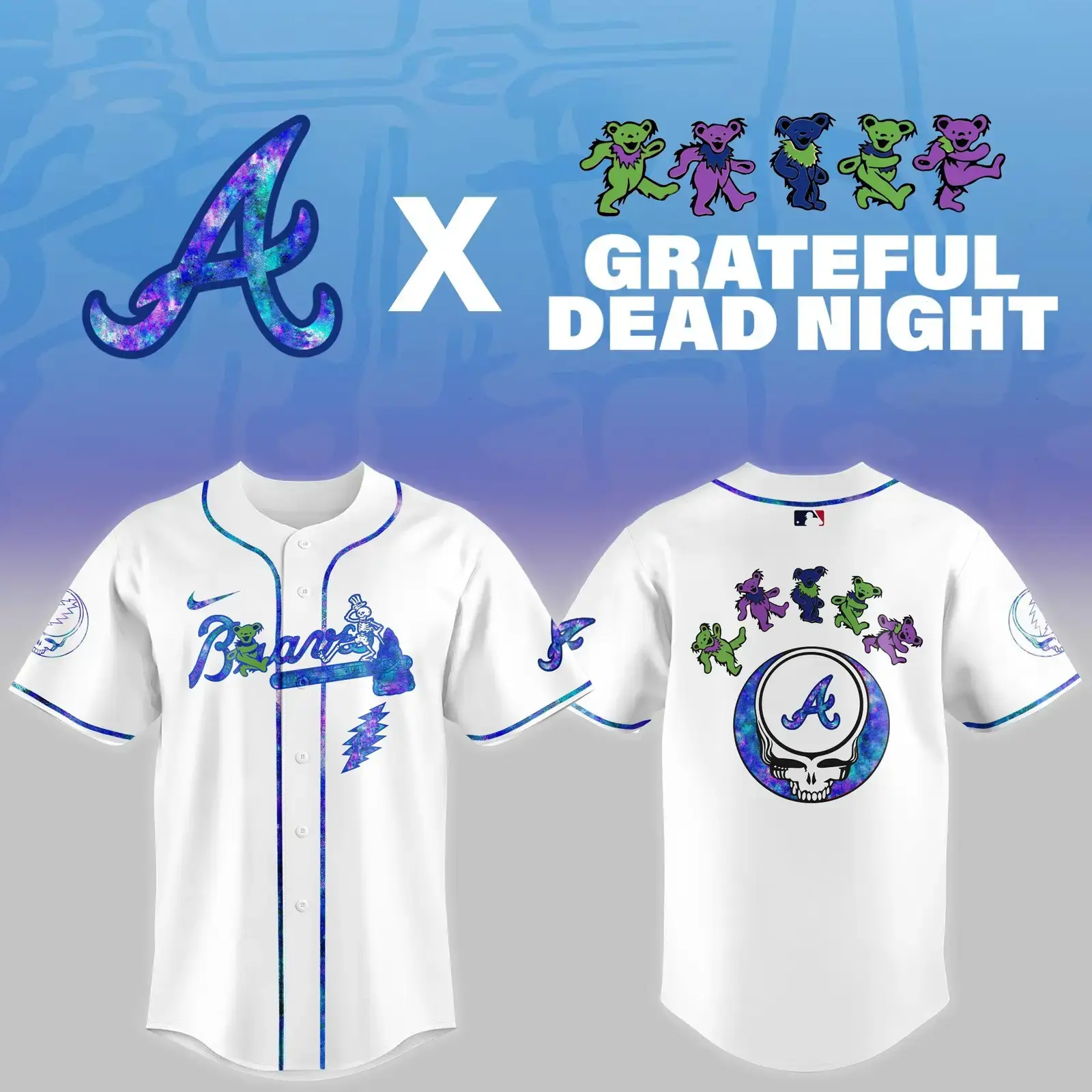 Atlanta Braves 2025 Grateful Dead Night Jersey Baseball Merch Unique Gifts For Fans Image