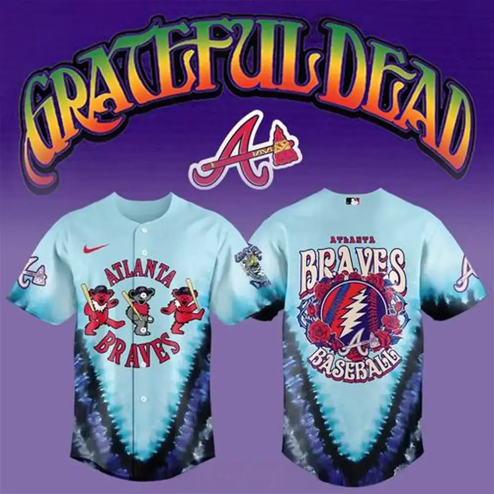 Atlanta Braves Grateful Dead 60th Anniversary Special Baseball Jersey Atlanta Braves Merch Image