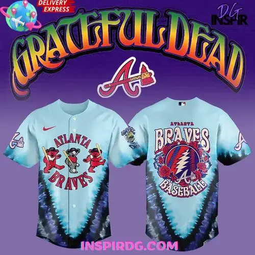 Atlanta Braves Grateful Dead 60Th Anniversary Special Baseball Jersey Image