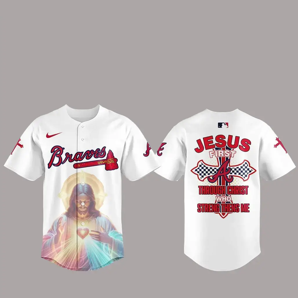 Atlanta Braves JS First Through Christ Who Streng Thens Me Baseball Jersey Image