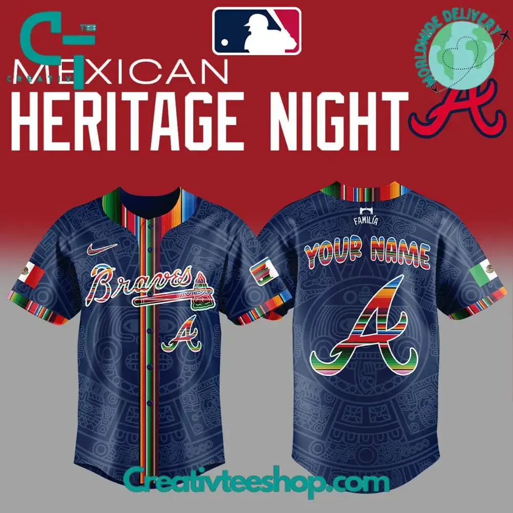 Atlanta Braves Mexican Heritage Night Personalized Baseball Jersey Image