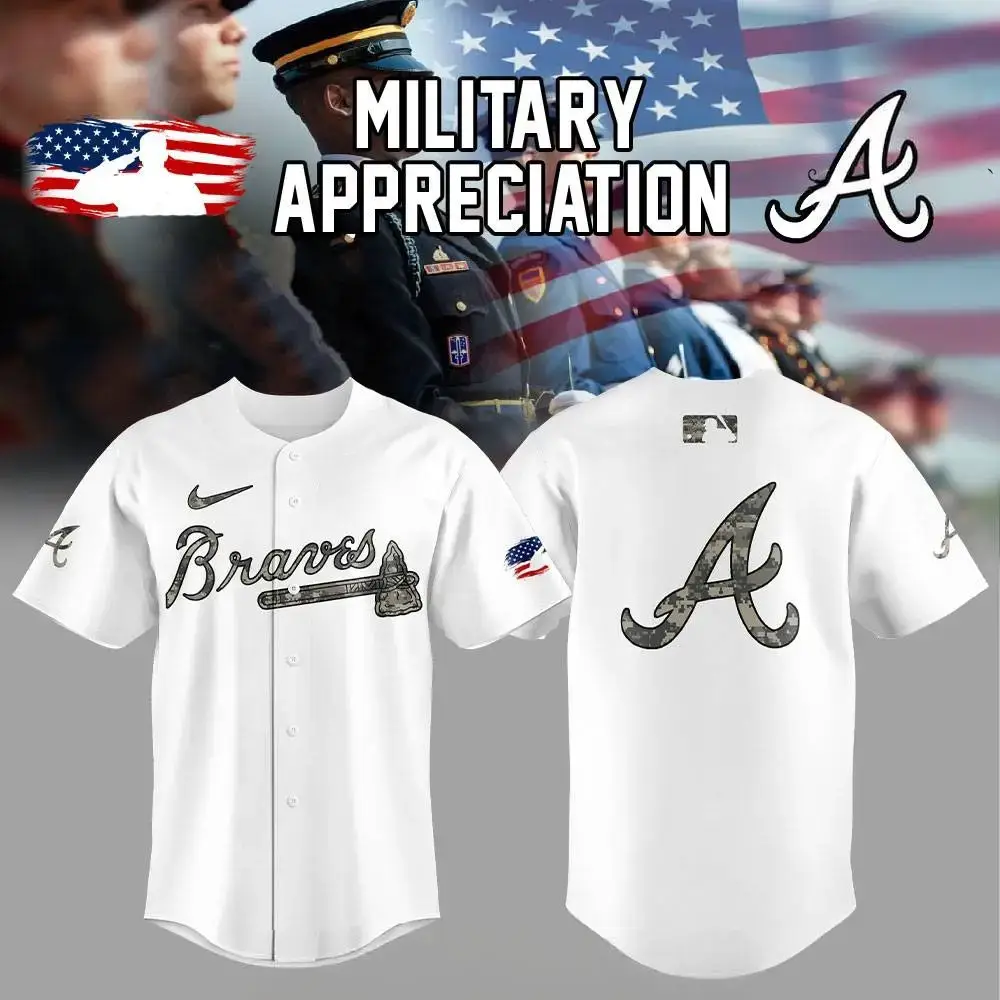 Atlanta Braves Military Appreciation Baseball Jersey Gifts For Baseball Fans Image