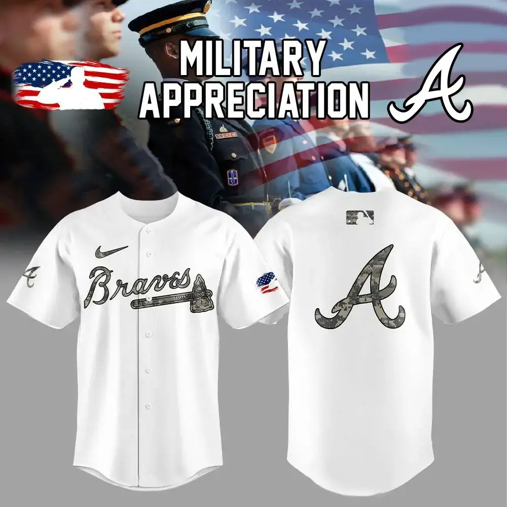 Atlanta Braves Military Appreciation Baseball Jersey Unique Gifts For Baseball Lovers Image