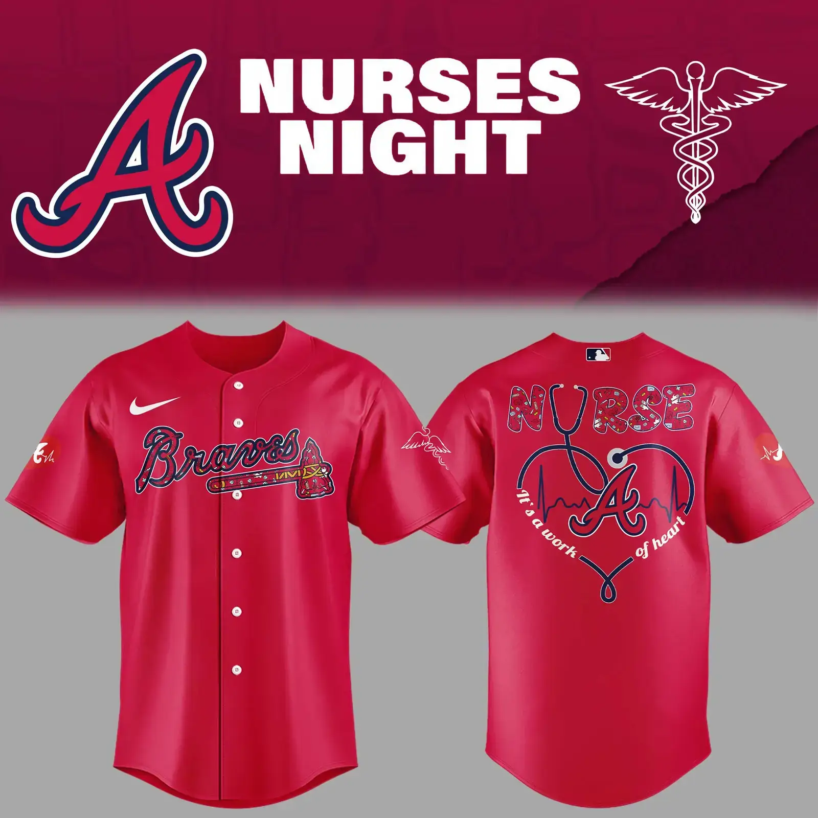 Atlanta Braves Nurses Night Jersey Gift Ideas For Baseball Players Image