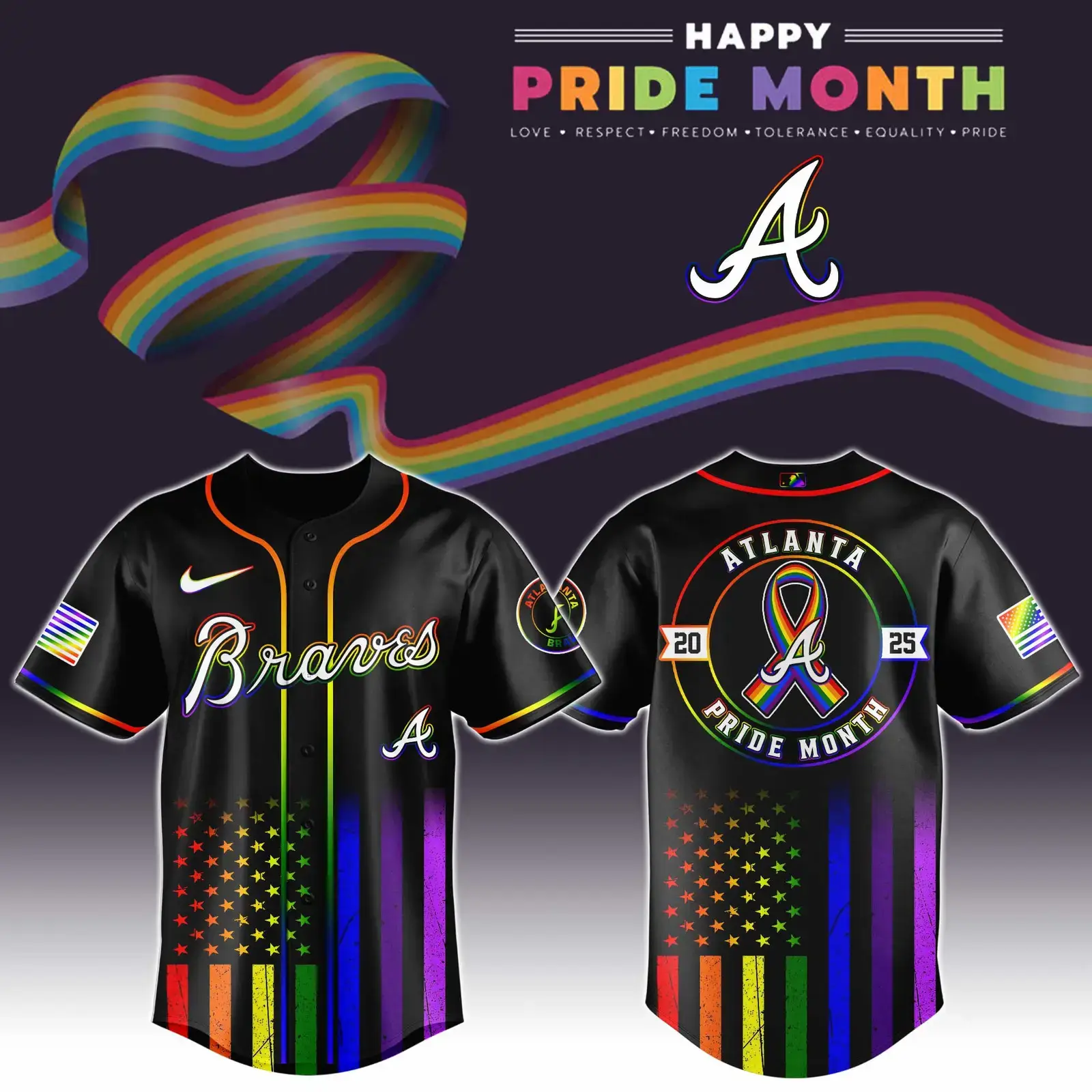 Atlanta Braves Special Pride Month Jersey Gifts For Baseball Fans Image
