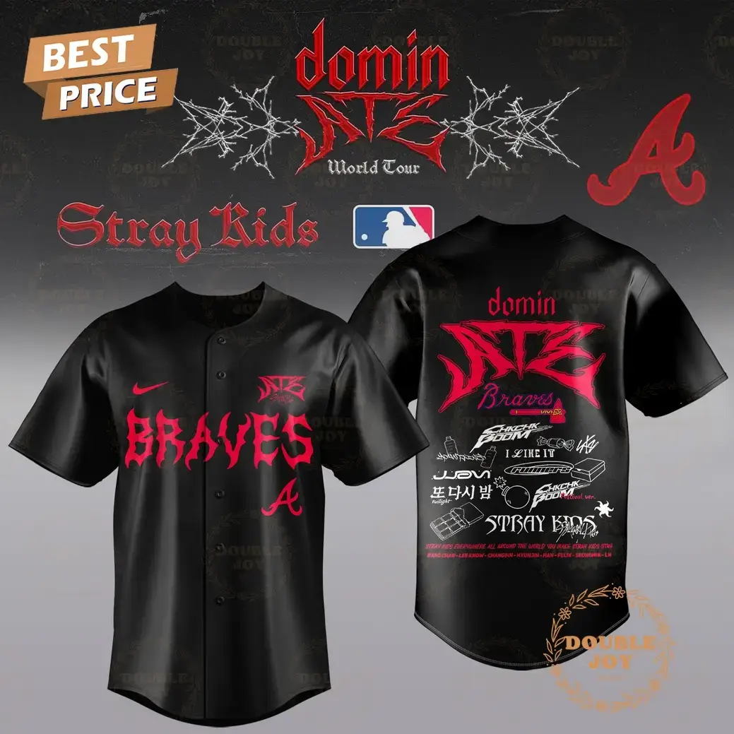 Atlanta Braves Stray Kids Dominate World Tour 2025 Limited Edition Baseball Jersey - Black Image