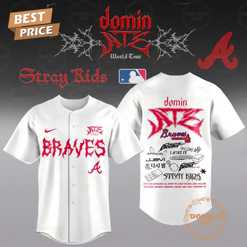 Atlanta Braves Stray Kids Dominate World Tour 2025 Limited Edition Baseball Jersey - White Image