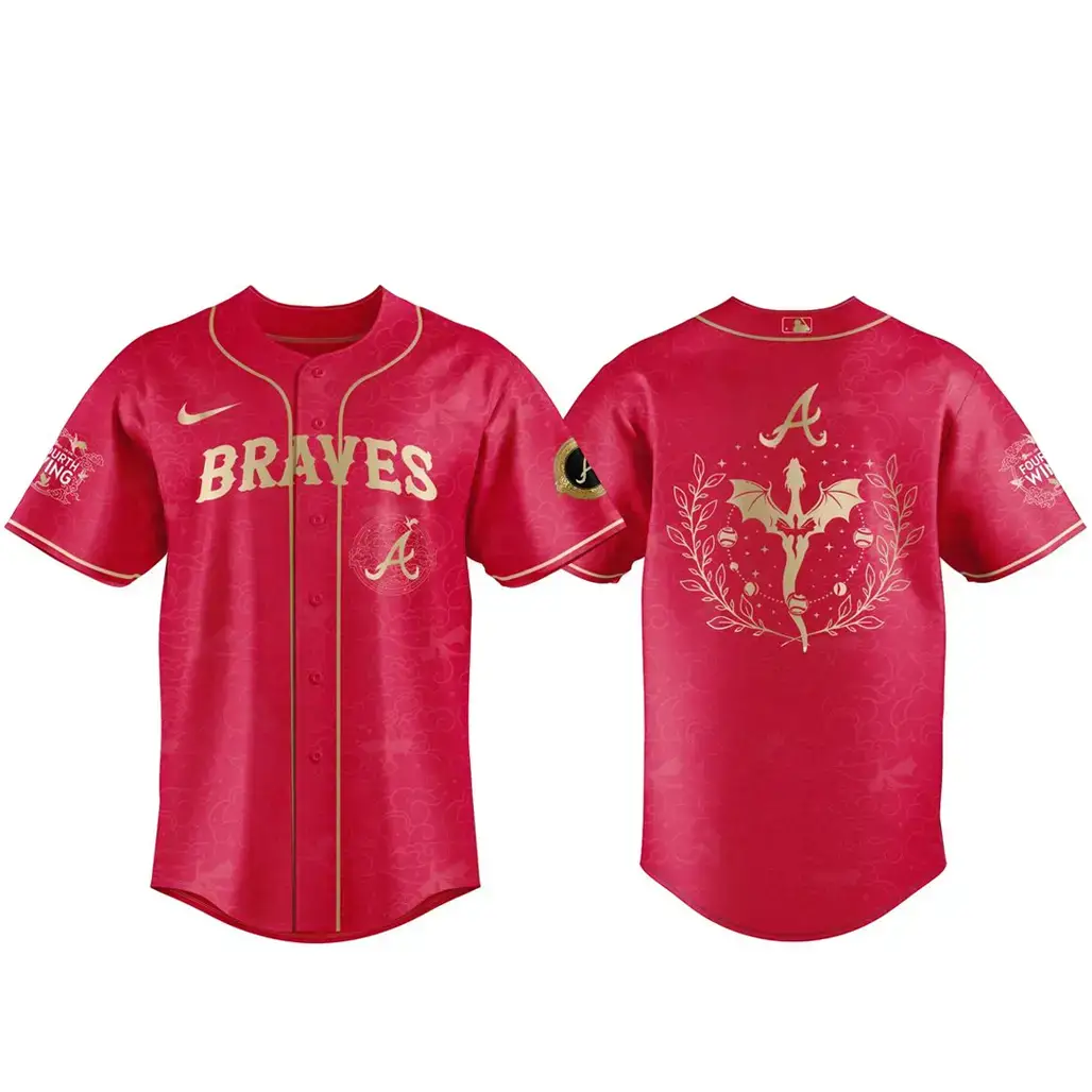 Atlanta Braves x Fourth Wing Night 2026 Red Baseball Jersey Image