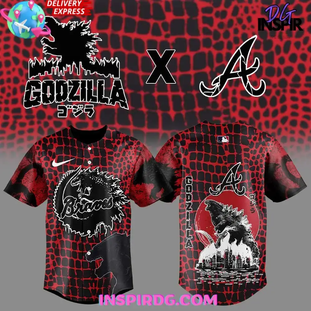 Atlanta Braves X Godzilla Special Edition Baseball Jersey Image