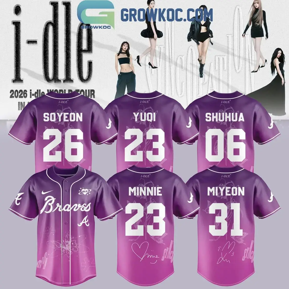 Atlanta Braves x I-Dle World Tour Syncopation Jersey Image