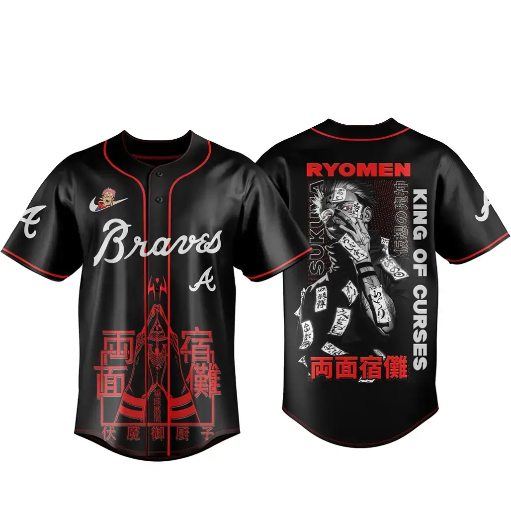 Atlanta Braves x Jujutsu Kaisen Night 2026 King of Curses Sukuna Baseball Jersey Image
