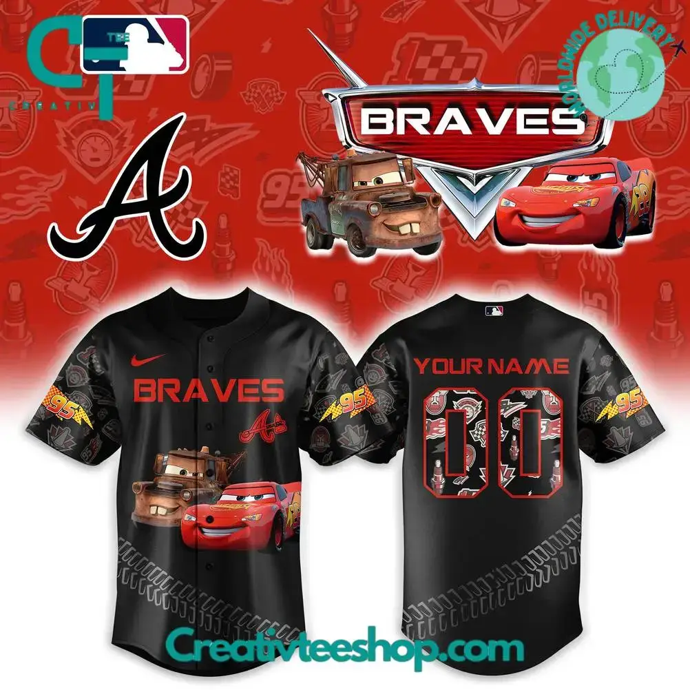 Atlanta Braves X Lightning Mcqueen Special Baseball Jersey Image