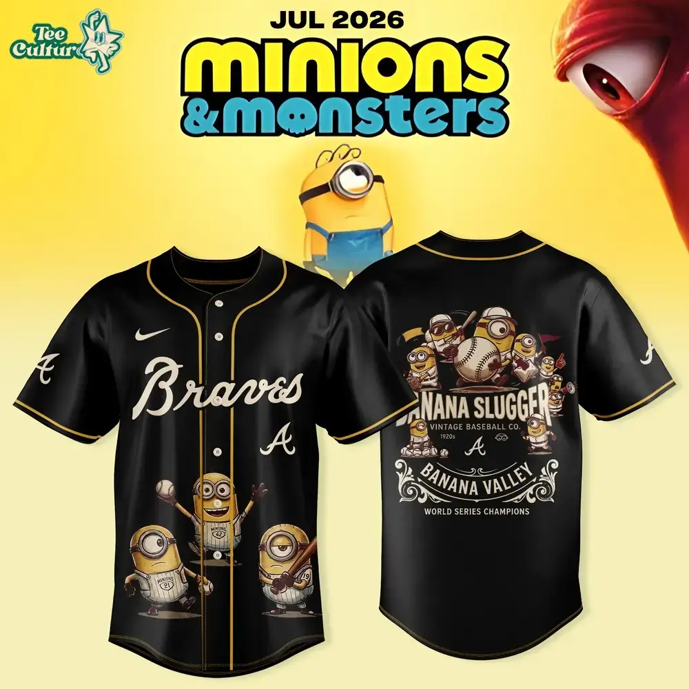 Atlanta Braves x Minions & Monsters 2026 Vintage 1920s Style Baseball Jersey Limited Edition Image