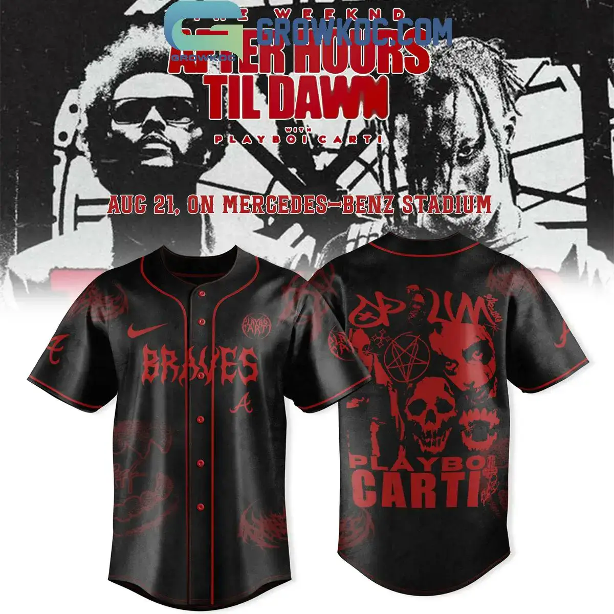 Atlanta Braves x Playboi Carti The Weeknd's Tour 2025 Jersey Image