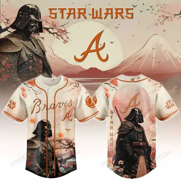 Atlanta Braves X Star Wars Darth Vader Samurai Lord Baseball Jersey Image
