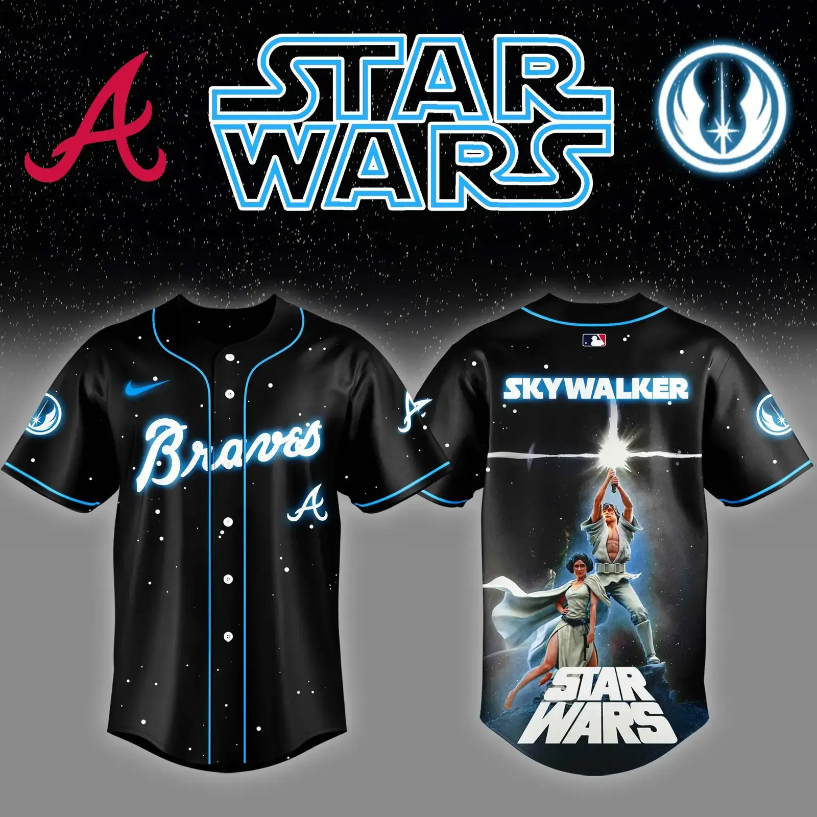 Atlanta Braves x Star Wars Luke Skywalker Game Night Baseball Jersey Cool Gifts For Hockey Fans Image