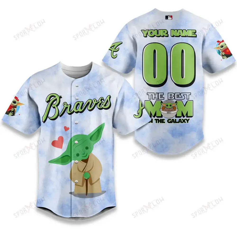 Atlanta Braves X Star Wars Yoda Best Mom Custom Baseball Jersey Image