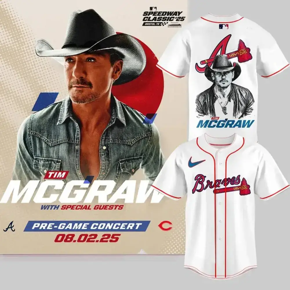 Atlanta Braves x Tim McGraw Baseball Jersey Best Gifts For Baseball Lovers Image