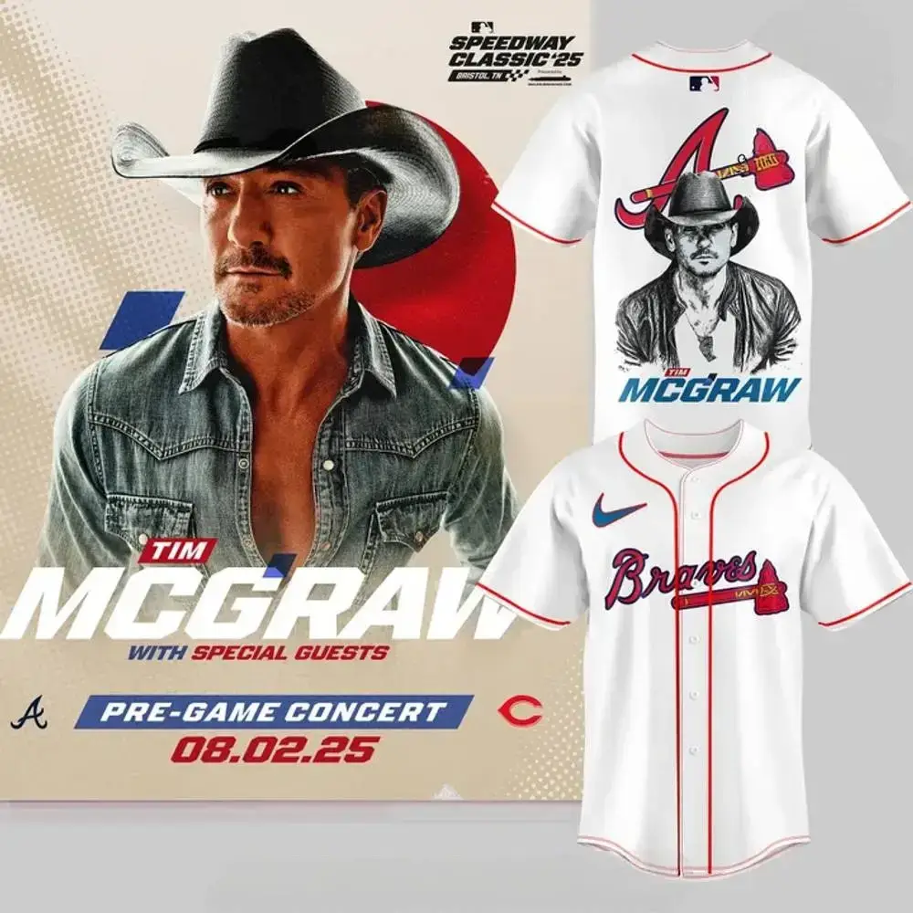 Atlanta Braves x Tim McGraw Baseball Jersey Gifts For Baseball Lovers Image
