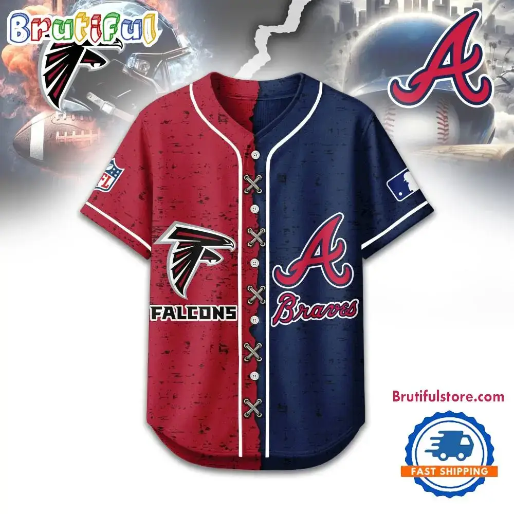 Atlanta Falcons Mix Atlanta Braves Sporty New Design Baseball Jersey Image