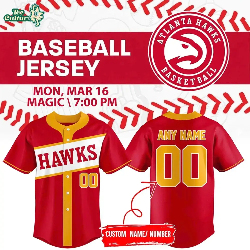 Atlanta Hawks Customizable Baseball Jersey 2026 Image