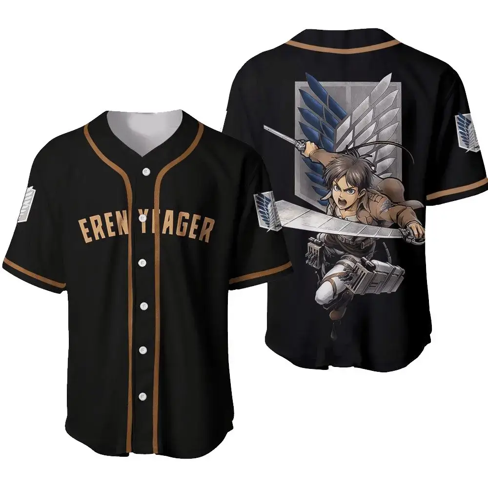Attack On Titan Eren Yeager Baseball Jersey - Anime Fan Apparel For Men & Women Image