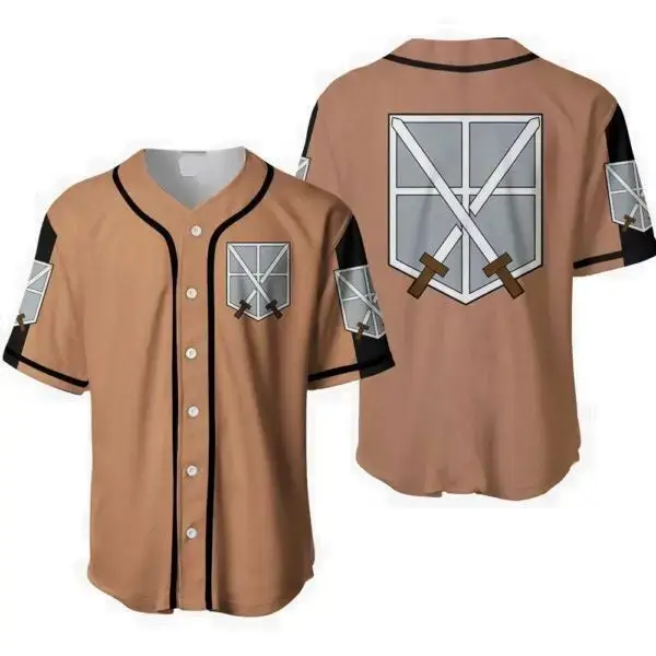 Attack On Titan Inspired Baseball Jersey - Survey Corps Design, Unisex Cosplay Shirt Image