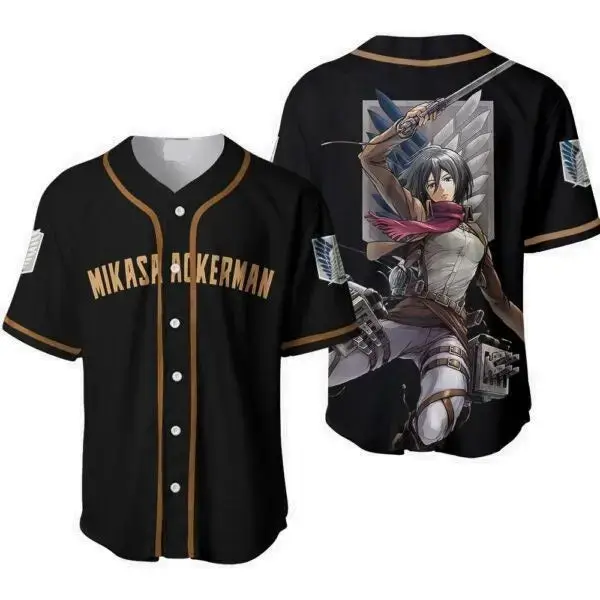 Attack On Titan Mikasa Ackerman Baseball Jersey - Anime Fan Apparel Image