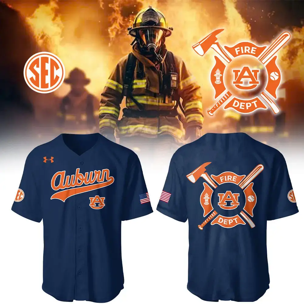 Auburn Baseball x Firefighter Appreciation Night Jersey Baseball Father's Day Gifts Image