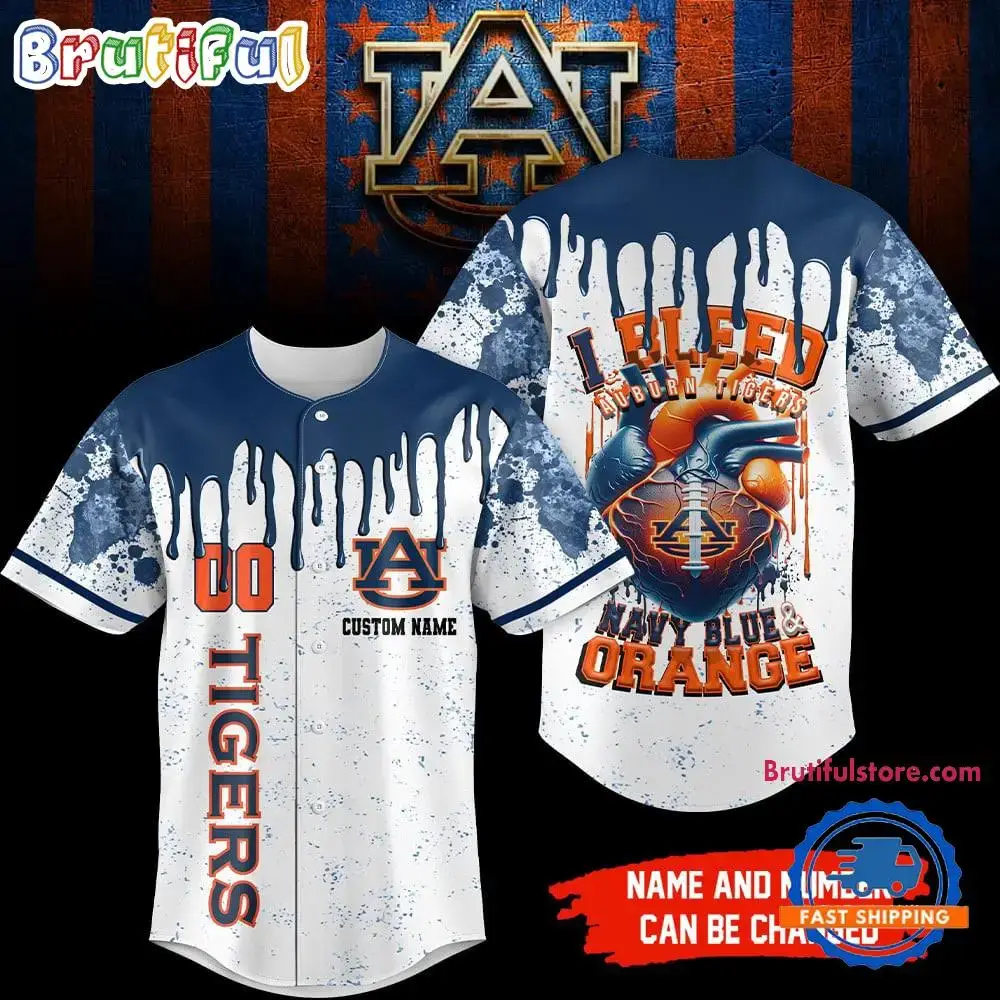 Auburn Tigers Ncaa I Bleed Baseball Jersey Image